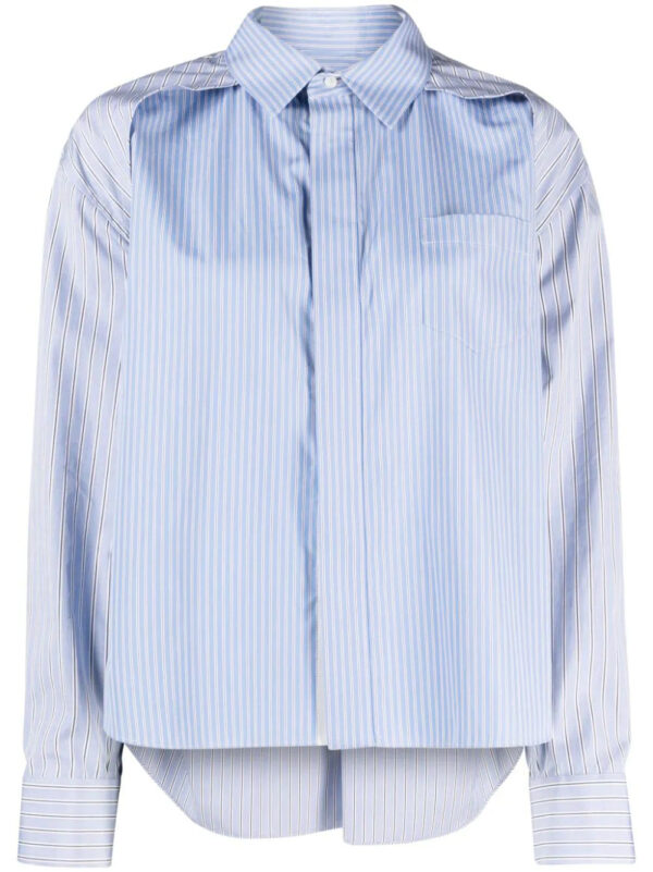 sacai  striped panelled cotton shirt