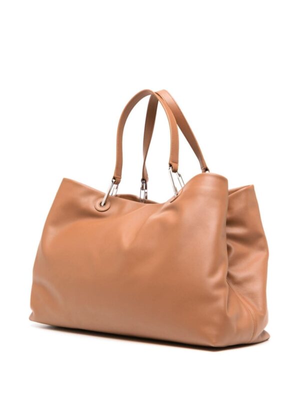 Emporio Armani logo-plaque leather tote bag - Image 3
