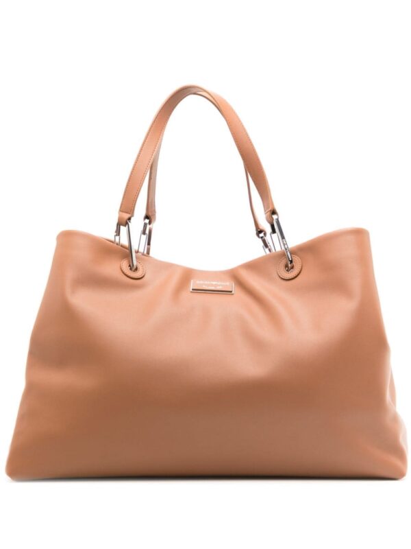 Emporio Armani logo-plaque leather tote bag