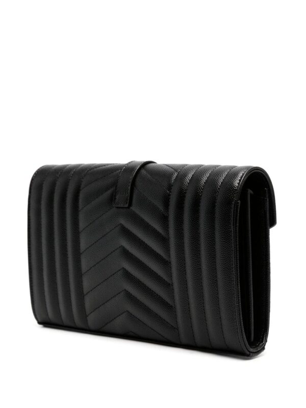 Saint Laurent logo-plaque quilted clutch bag - Image 3