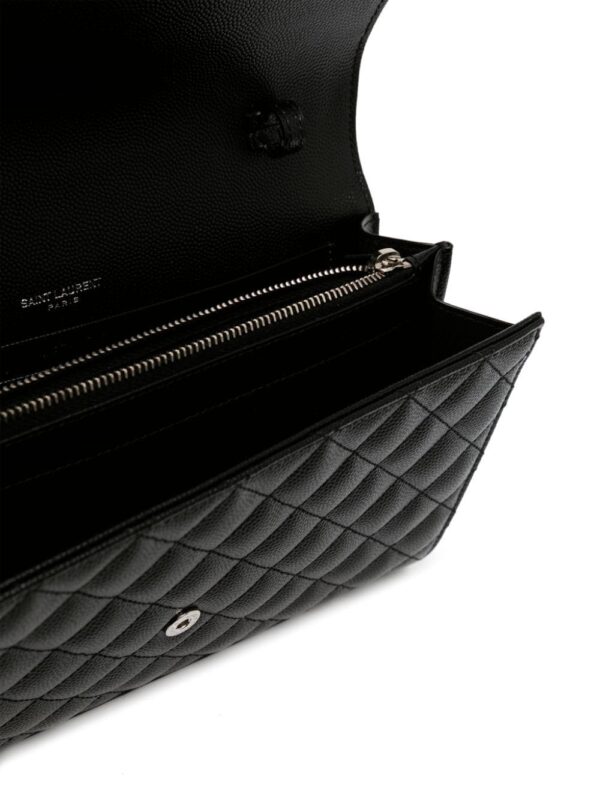 Saint Laurent logo-plaque quilted clutch bag - Image 5