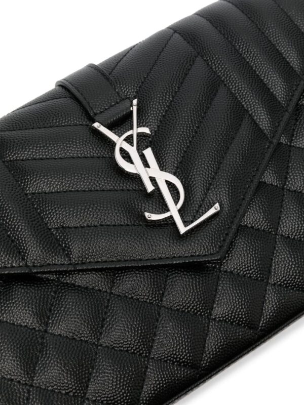 Saint Laurent logo-plaque quilted clutch bag - Image 4
