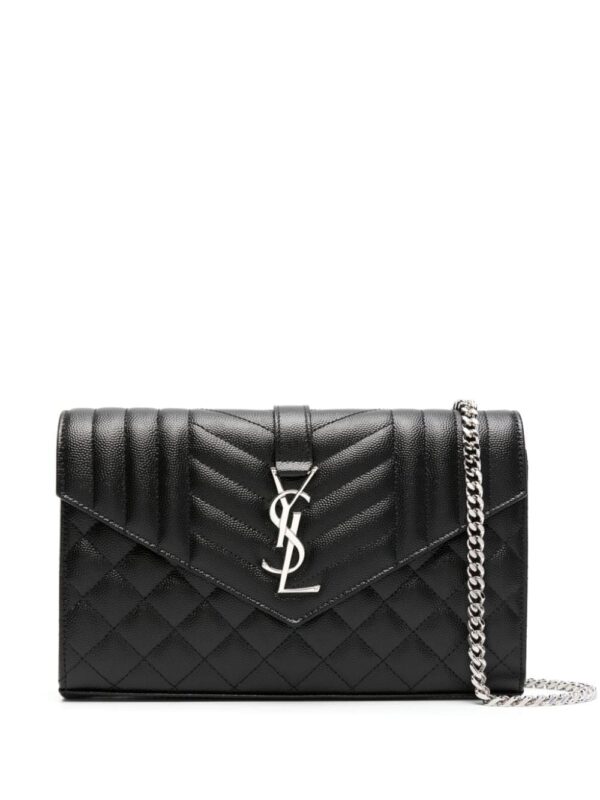 Saint Laurent logo-plaque quilted clutch bag