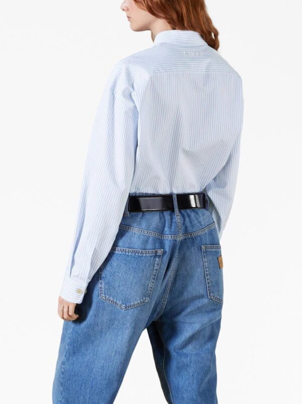 Gucci  logo-embroidered striped cotton shirt - Image 4