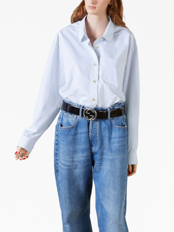 Gucci  logo-embroidered striped cotton shirt - Image 3