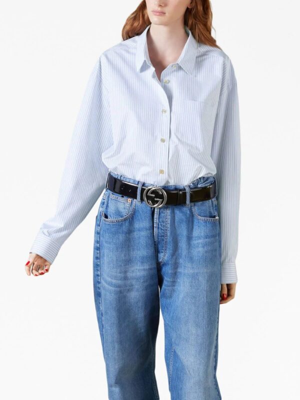 Gucci  logo-embroidered striped cotton shirt - Image 3