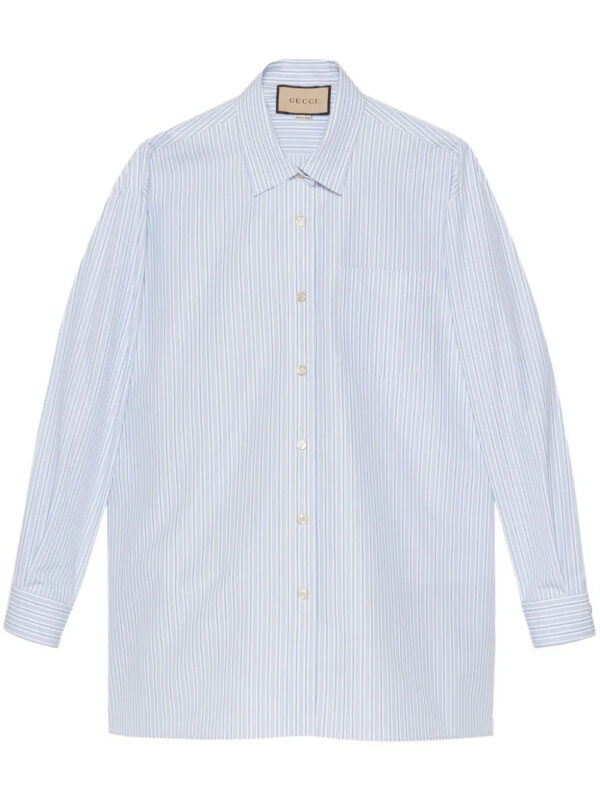 Gucci  logo-embroidered striped cotton shirt