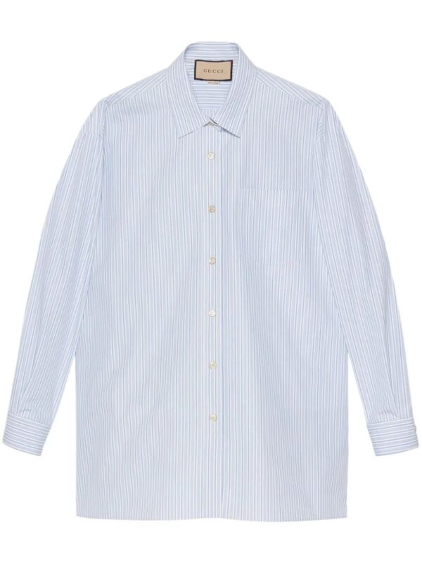 Gucci  logo-embroidered striped cotton shirt