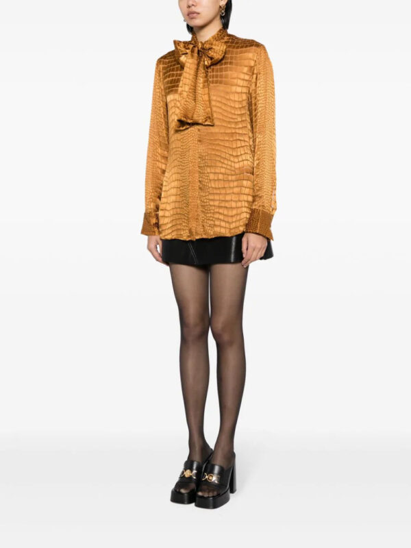 Versace  croc-effect scarf-tie shirt - Image 3