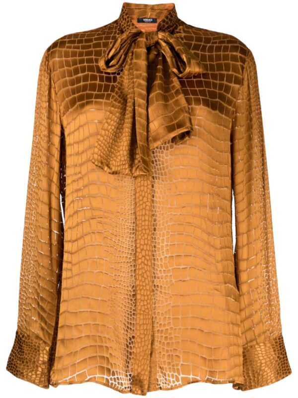 Versace  croc-effect scarf-tie shirt