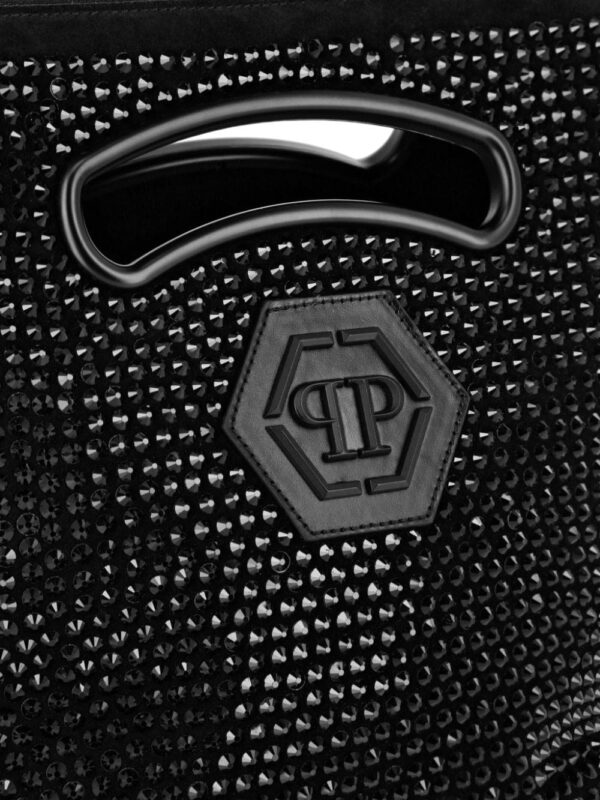 Philipp Plein medium crystal-embellished suede tote bag - Image 4
