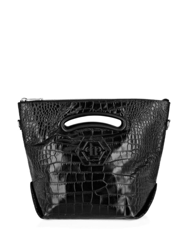 Philipp Plein logo-plaque crocodile-embossed tote bag