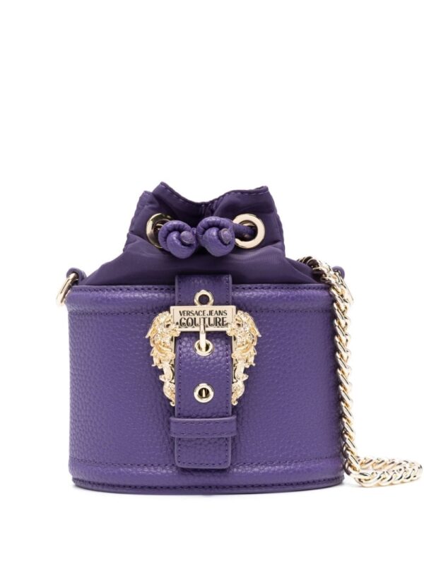 Versace Jeans Couture logo-engraved decorative-buckle bucket bag