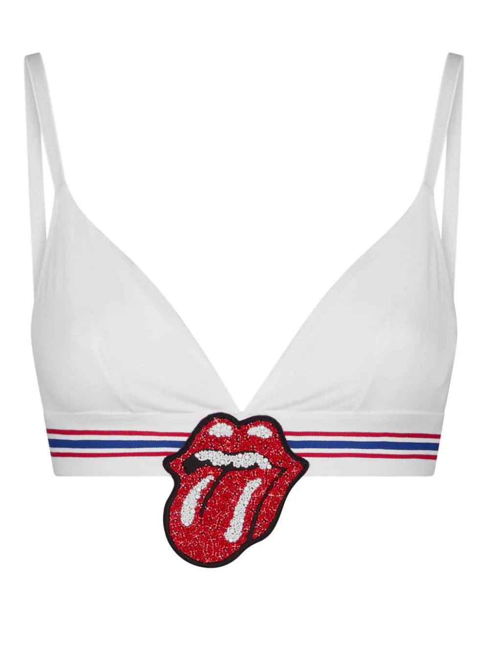 DSQUARED2 logo-appliqué striped bra