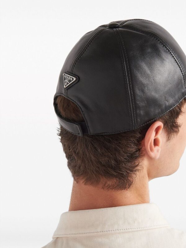 Prada triangle-logo leather baseball cap - Image 4