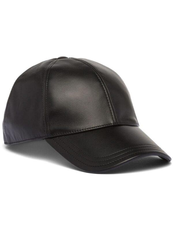 Prada triangle-logo leather baseball cap
