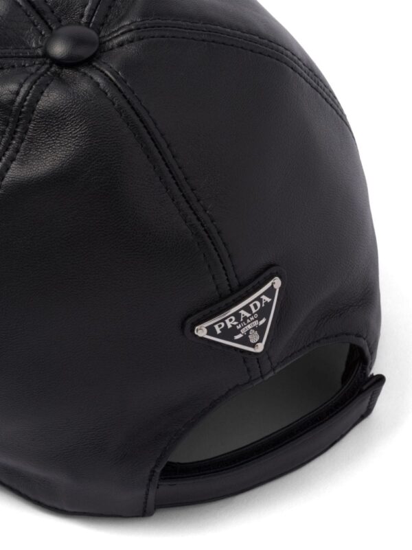 Prada triangle-logo leather baseball cap - Image 3