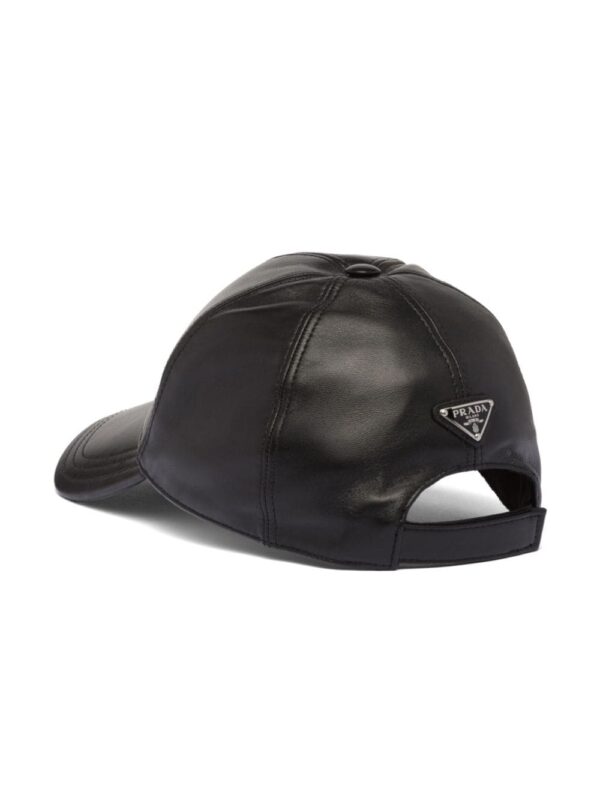 Prada triangle-logo leather baseball cap - Image 2