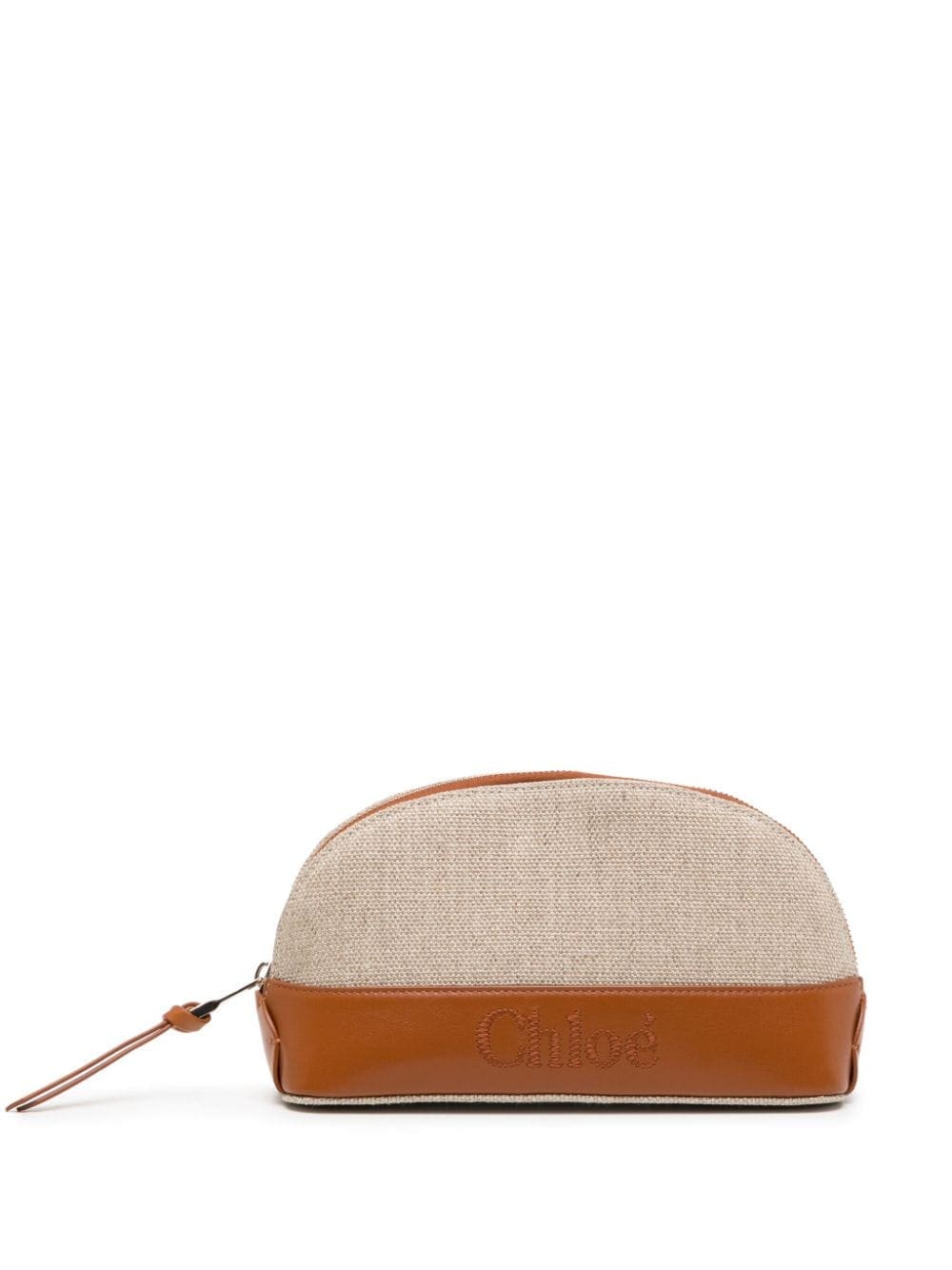 Chloé leather-trim linen pouch