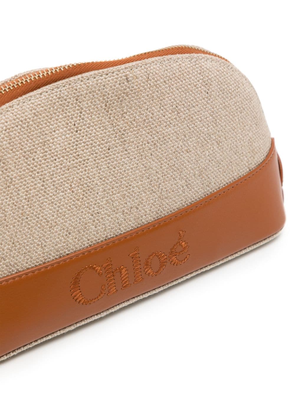 Chloé leather-trim linen pouch - Image 3
