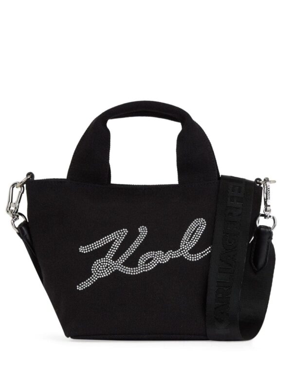 Karl Lagerfeld small Signature rhinestone-embellished tote bag