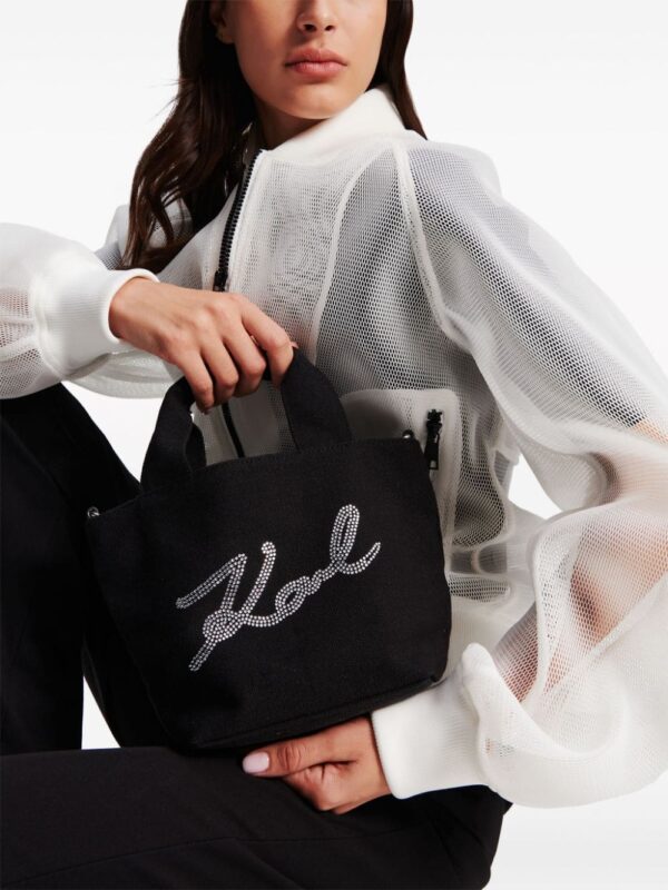 Karl Lagerfeld small Signature rhinestone-embellished tote bag - Image 5