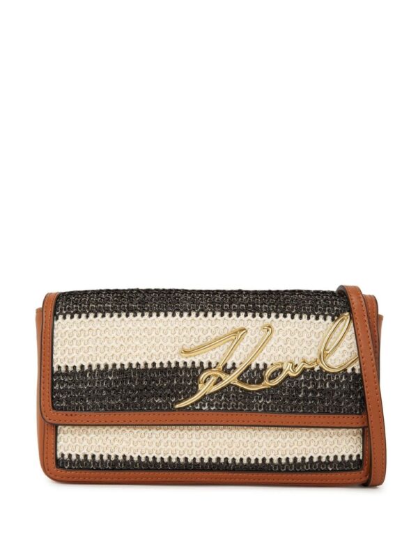 Karl Lagerfeld Signature raffia clutch bag