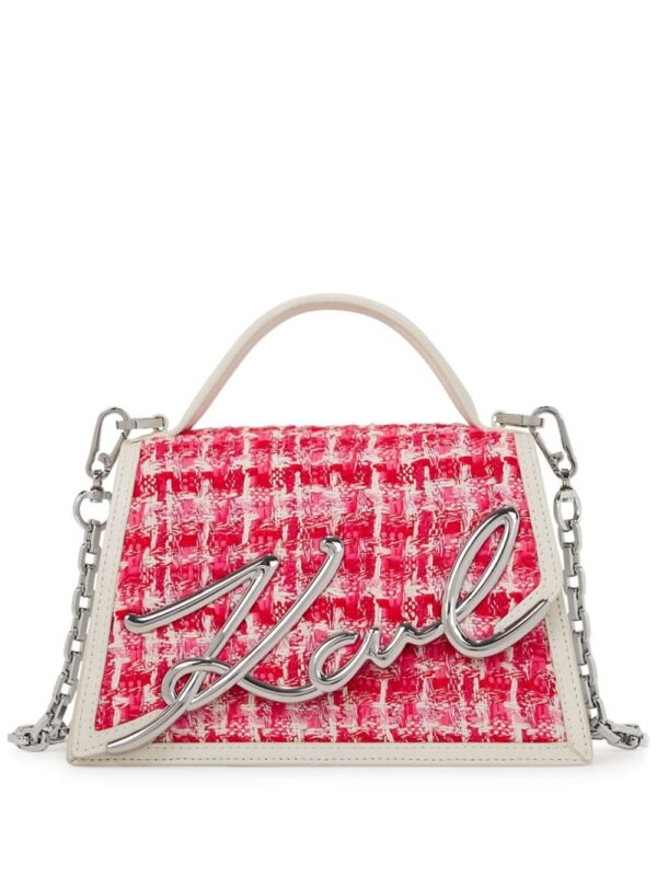 Karl Lagerfeld small Signature bouclé top-handle bag