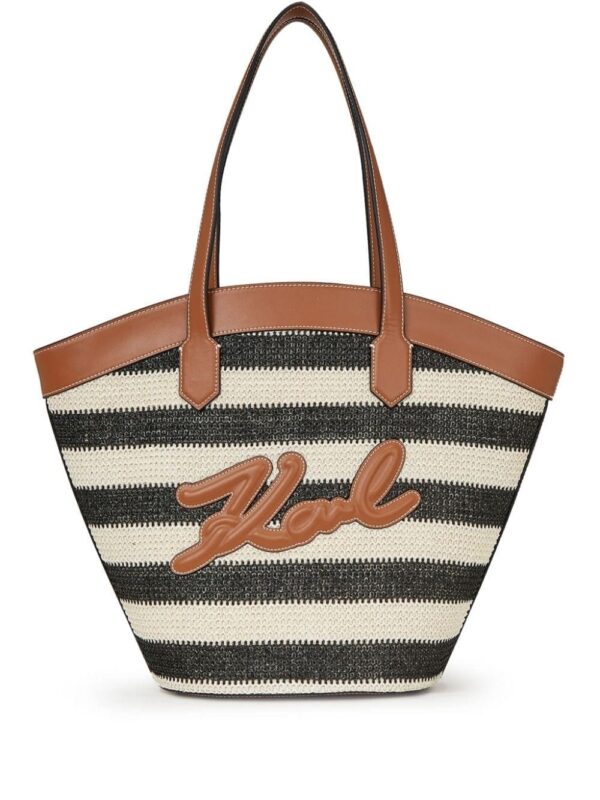Karl Lagerfeld Signature Tulip raffia tote bag