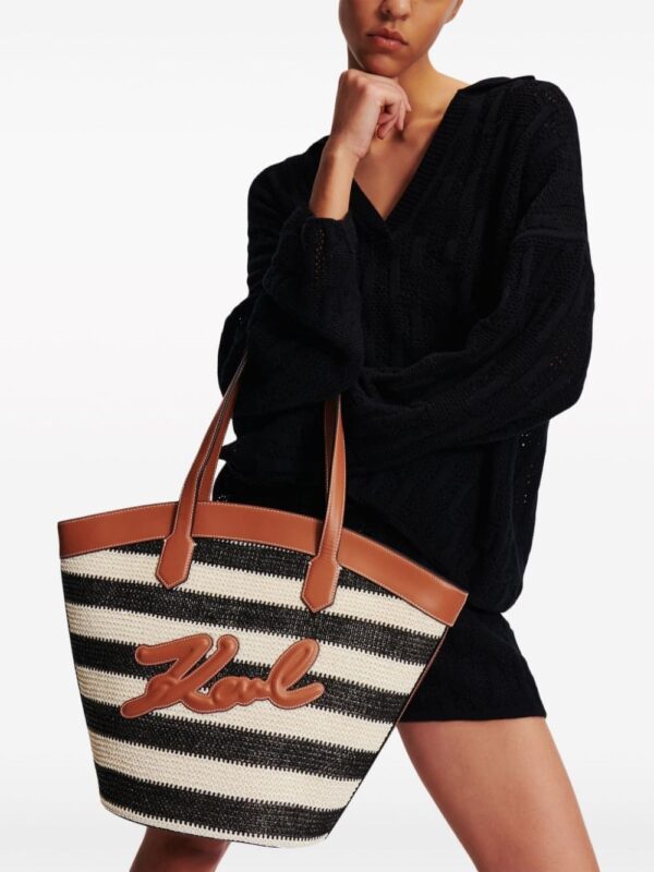Karl Lagerfeld Signature Tulip raffia tote bag - Image 2