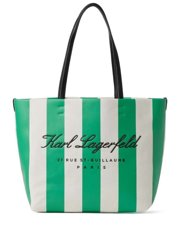 Karl Lagerfeld Hotel Karl striped canvas beach bag