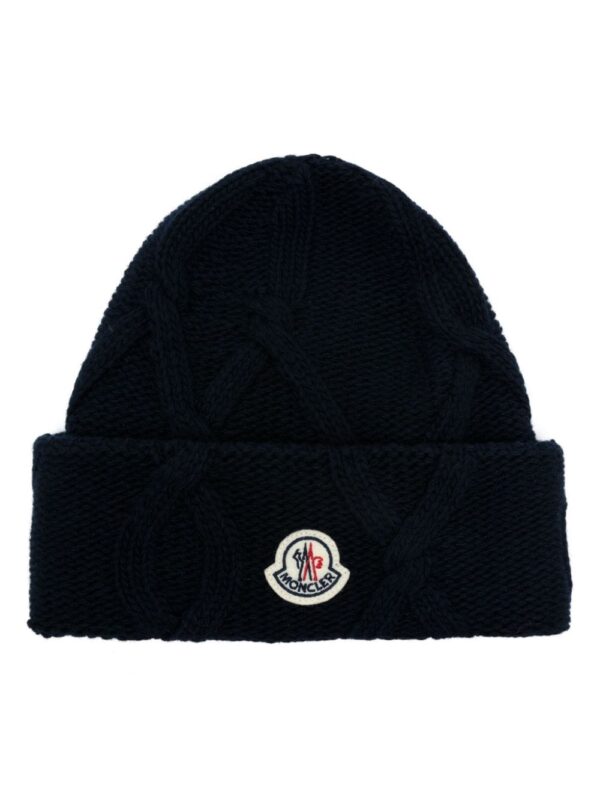 Moncler logo-patch wool beanie