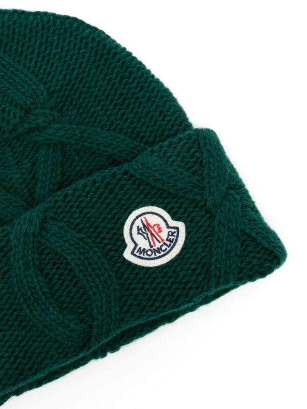 Moncler logo-patch wool beanie - Image 2