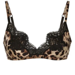 Dolce & Gabbana leopard-print lace-detail bra