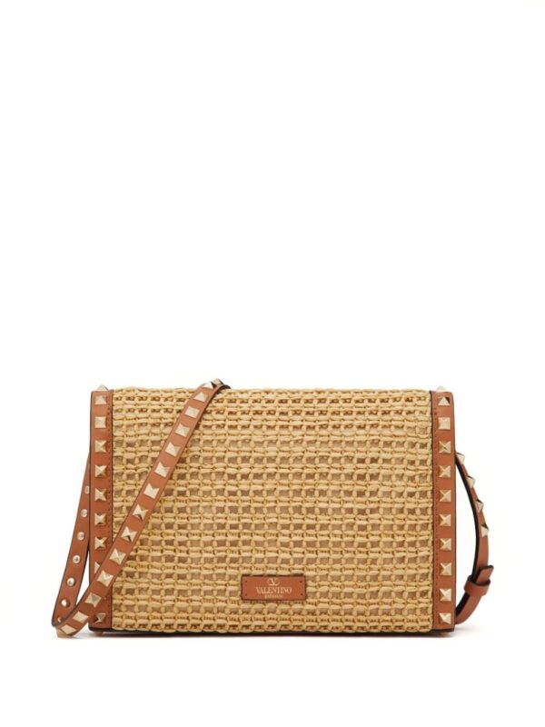 Valentino Garavani small Rockstud raffia shoulder bag - Image 2