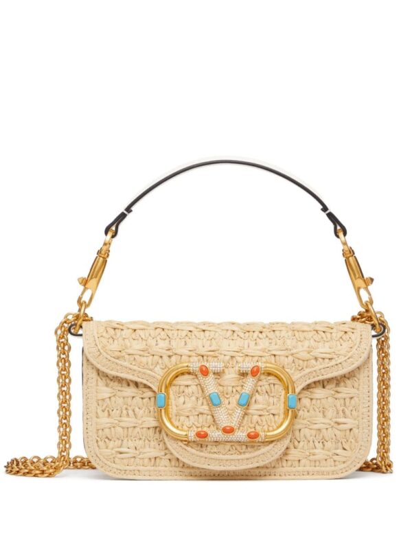 Valentino Garavani small Locò raffia shoulder bag