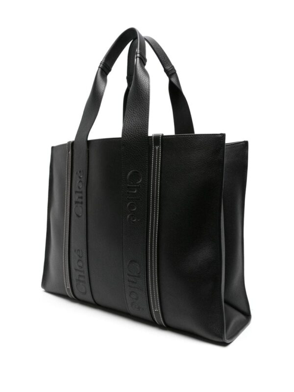 Chloé large Woody leather tote bag - Image 3