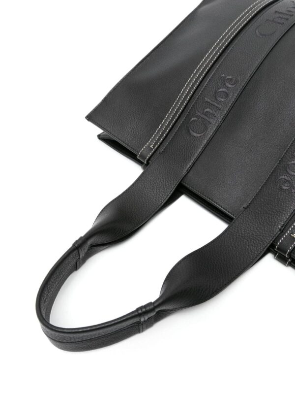 Chloé large Woody leather tote bag - Image 4