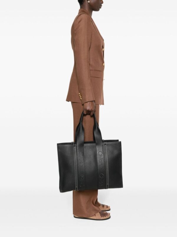 Chloé large Woody leather tote bag - Image 2
