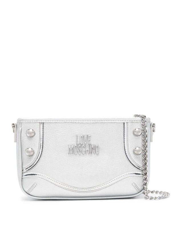 Love Moschino logo-lettering metallic shoulder bag