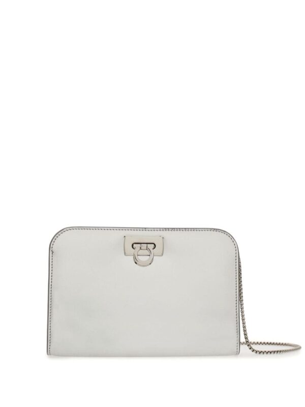 Ferragamo mini Diana metallic-finish clutch