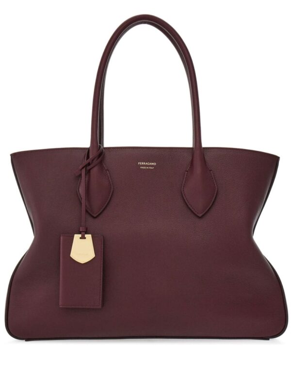 Ferragamo large logo-stamp leather tote bag