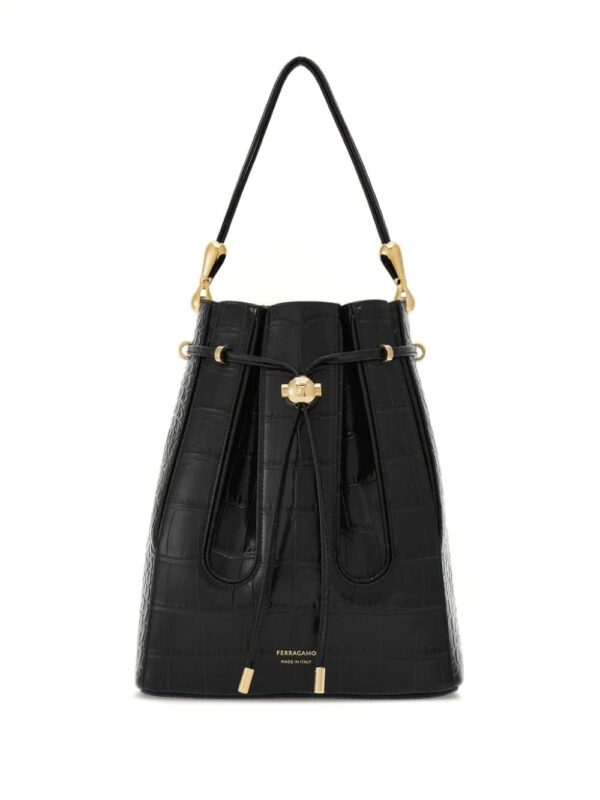 Ferragamo medium embossed-effect leather bucket bag
