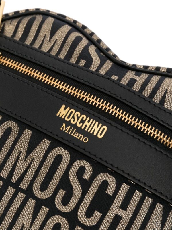 Moschino logo-jacquard metallic clutch bag - Image 4