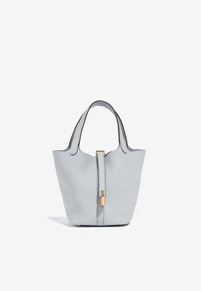 Hermès Picotin Lock 18 Tote Bag in Bleu Pale Clemence with Gold Hardware bag