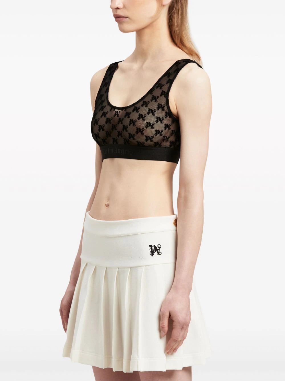 Palm Angels monogram-motif lace bra - Image 4