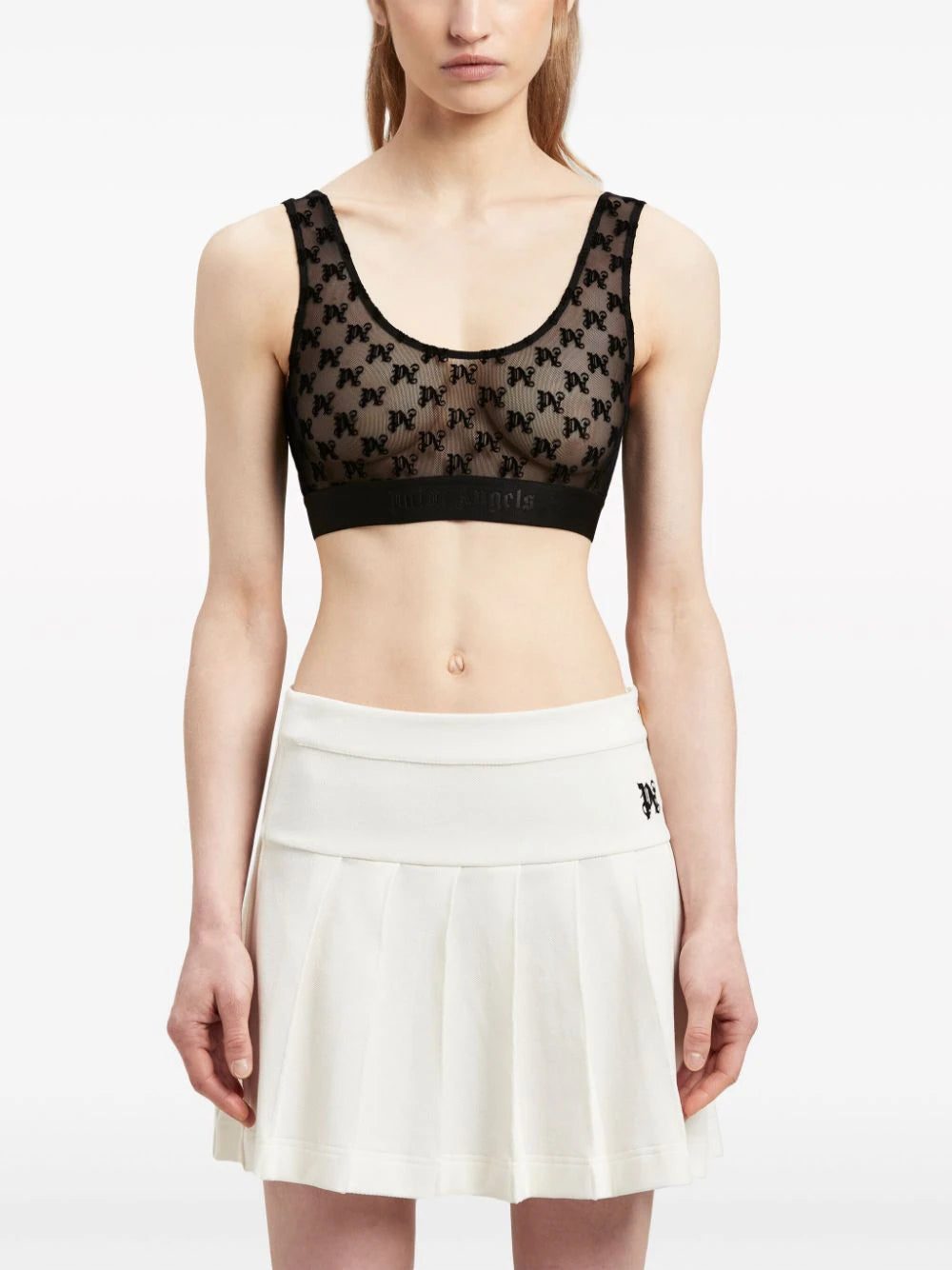 Palm Angels monogram-motif lace bra - Image 3