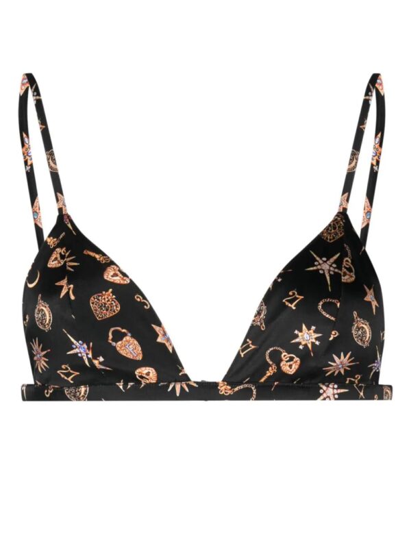 Fleur Du Mal  Luxe graphic-print triangle-cup bra