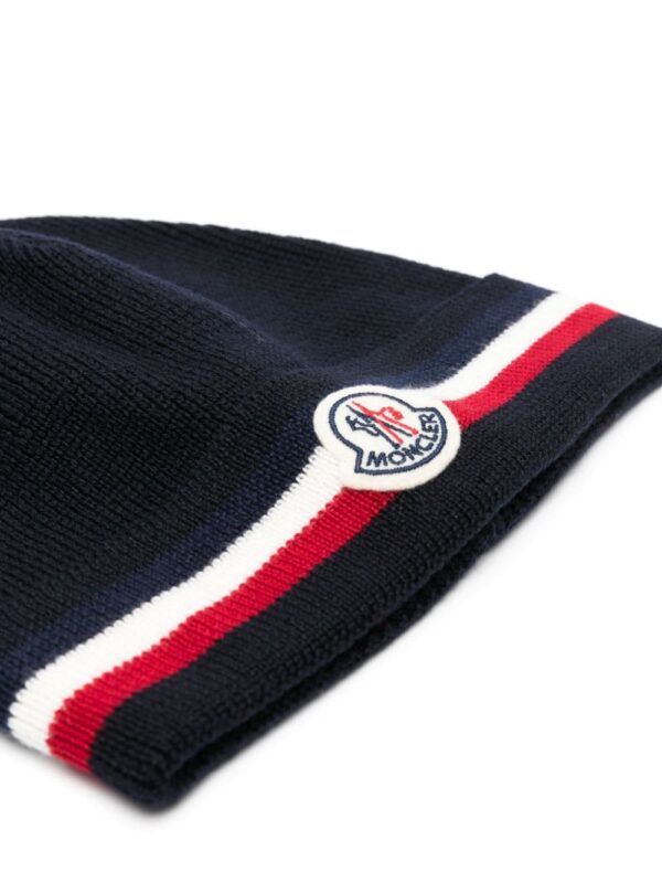 Moncler logo-patch stripe-detailed beanie - Image 2