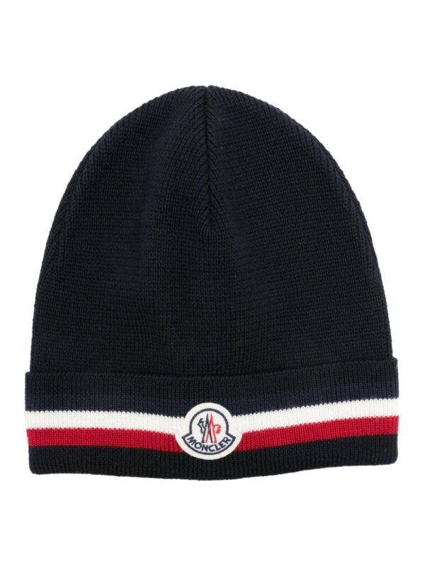 Moncler logo-patch stripe-detailed beanie